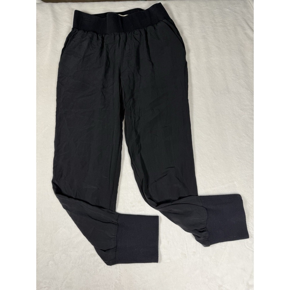 L'Agence Silk Jogger Pants Womens Small Black Pull On Elastic Waist Luxury
